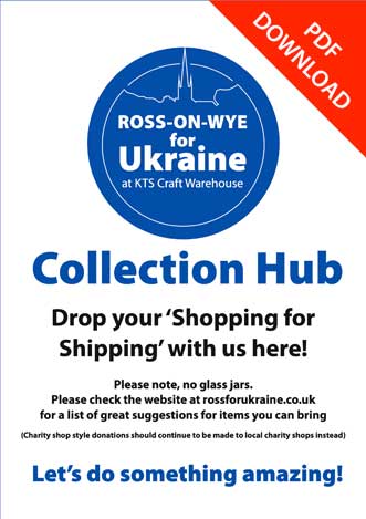 Download a poster to start a Ross-on-Wye for Ukraine collection hub in your village or area in Herefordshire